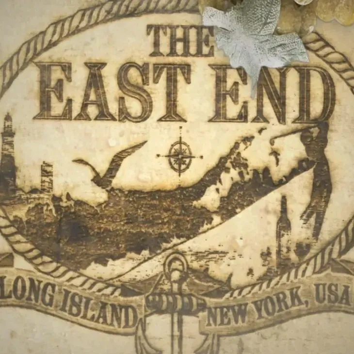 A close up of the east end sign